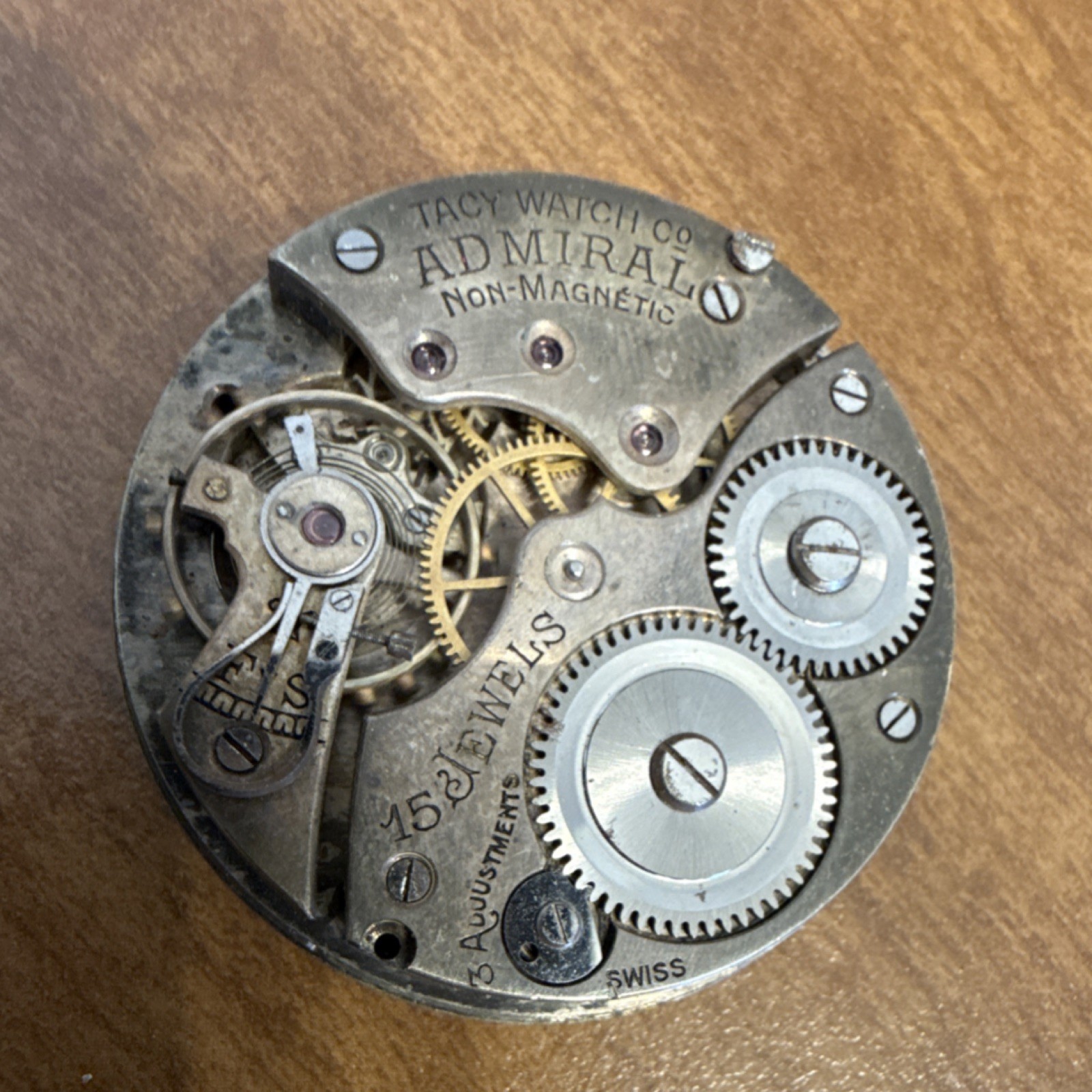Admiral Mechanical Non-Magnetic 15 Jewels Pocket Watch Movement 40mm Painted