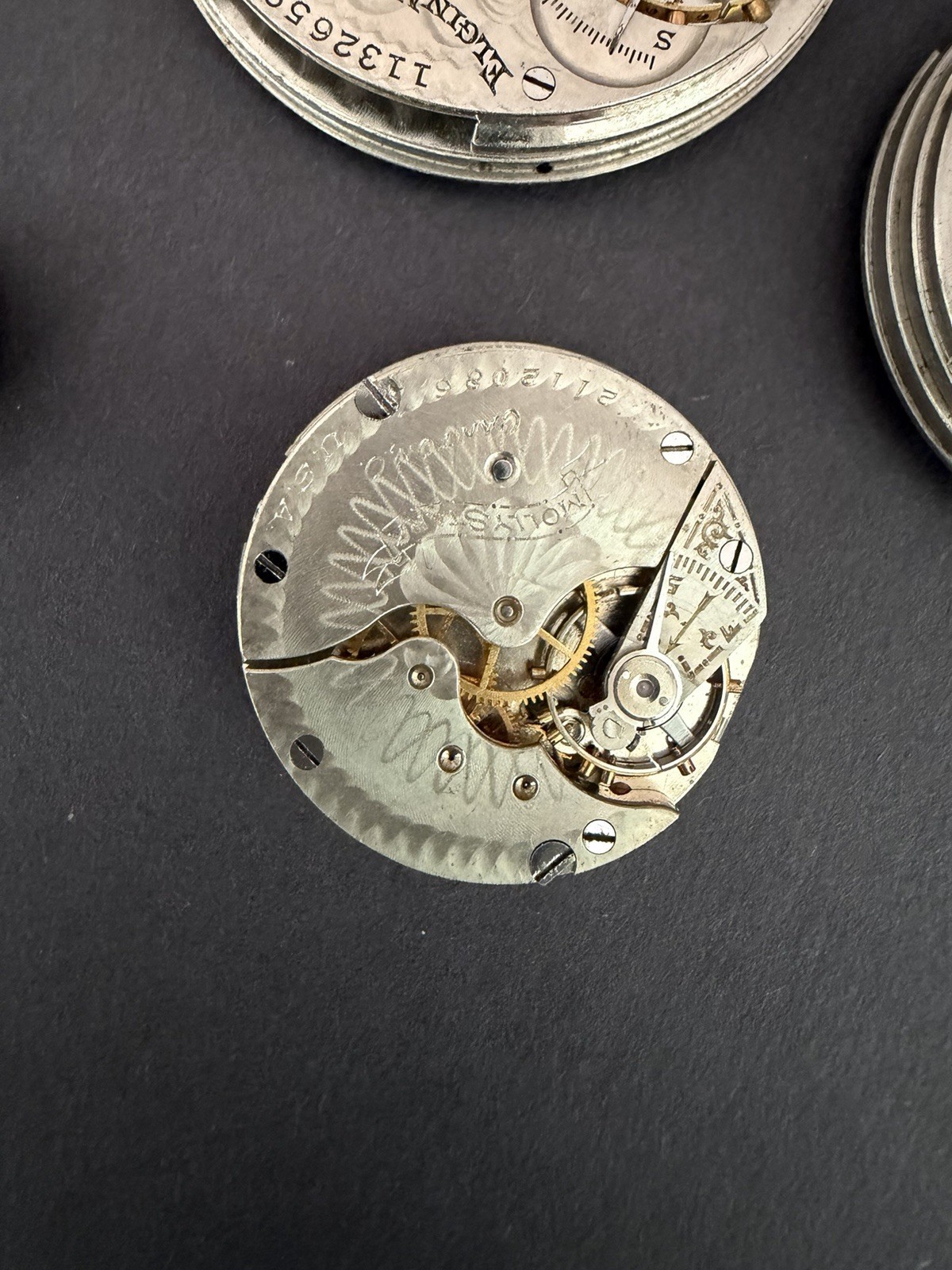 Vintage Lot of 4 Pocket & 1 Swiss Wrist Watch Movements Elgin Waltham Hampden