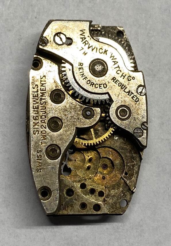 Vintage Warwick Watch Movement Repairs Parts Watchmaker 6 Jewels Swiss 7H
