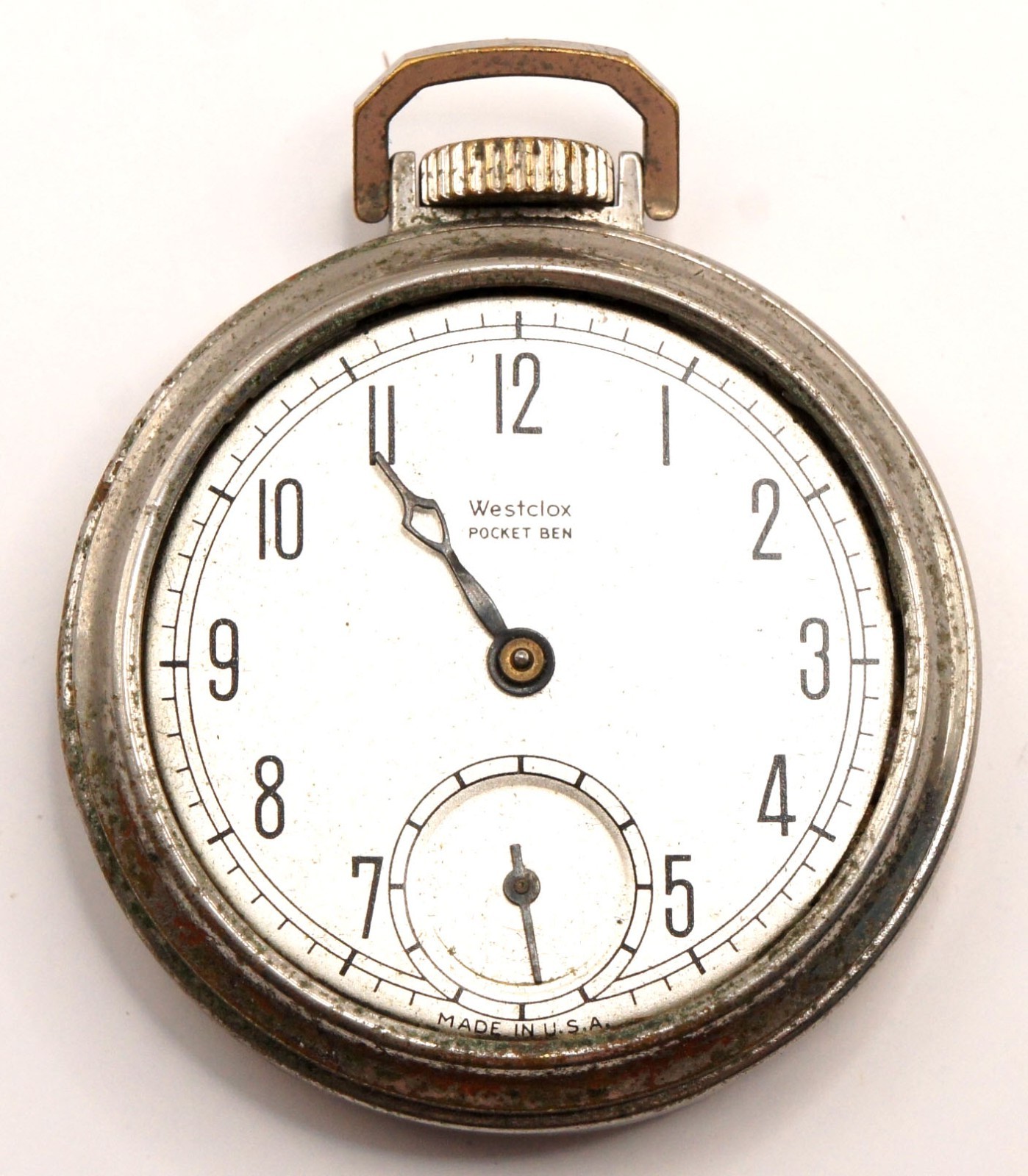 Vintage 1952 Westclox Pocket Ben Pocket Watch Parts Repair No Crystal No Min Han