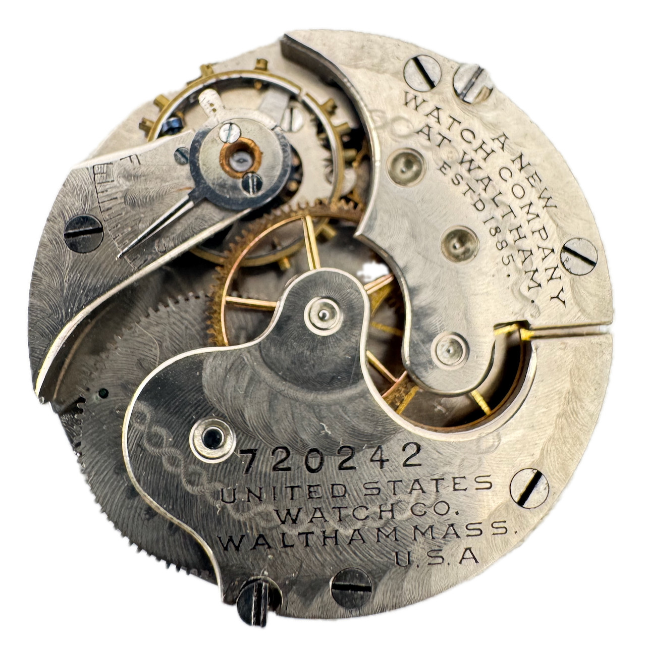 Antique 0s 1875 Waltham 15j Hunter Pocket Watch Movement Amn. Watch Co. USA