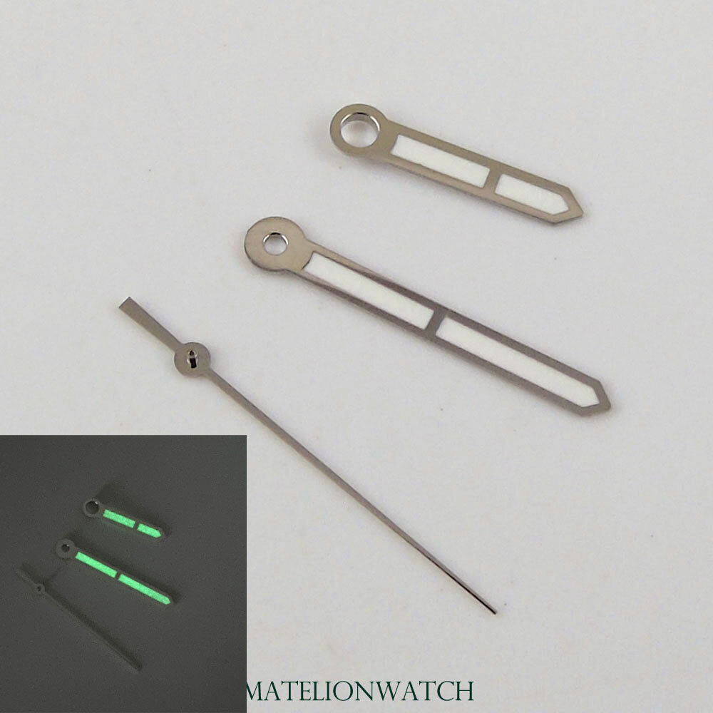 White Watch Hands Parts Fit For NH35A NH36A 7s26 Automatic Movement Green Lume