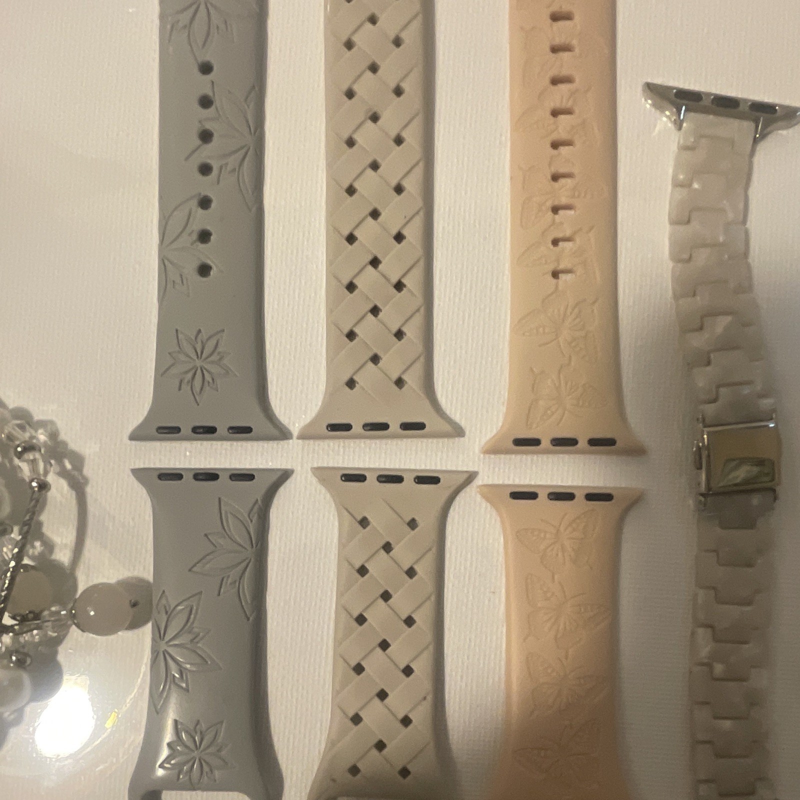 Apple Watch 3 series Compatible Silicone Strap Band Lot – Gray Beige White