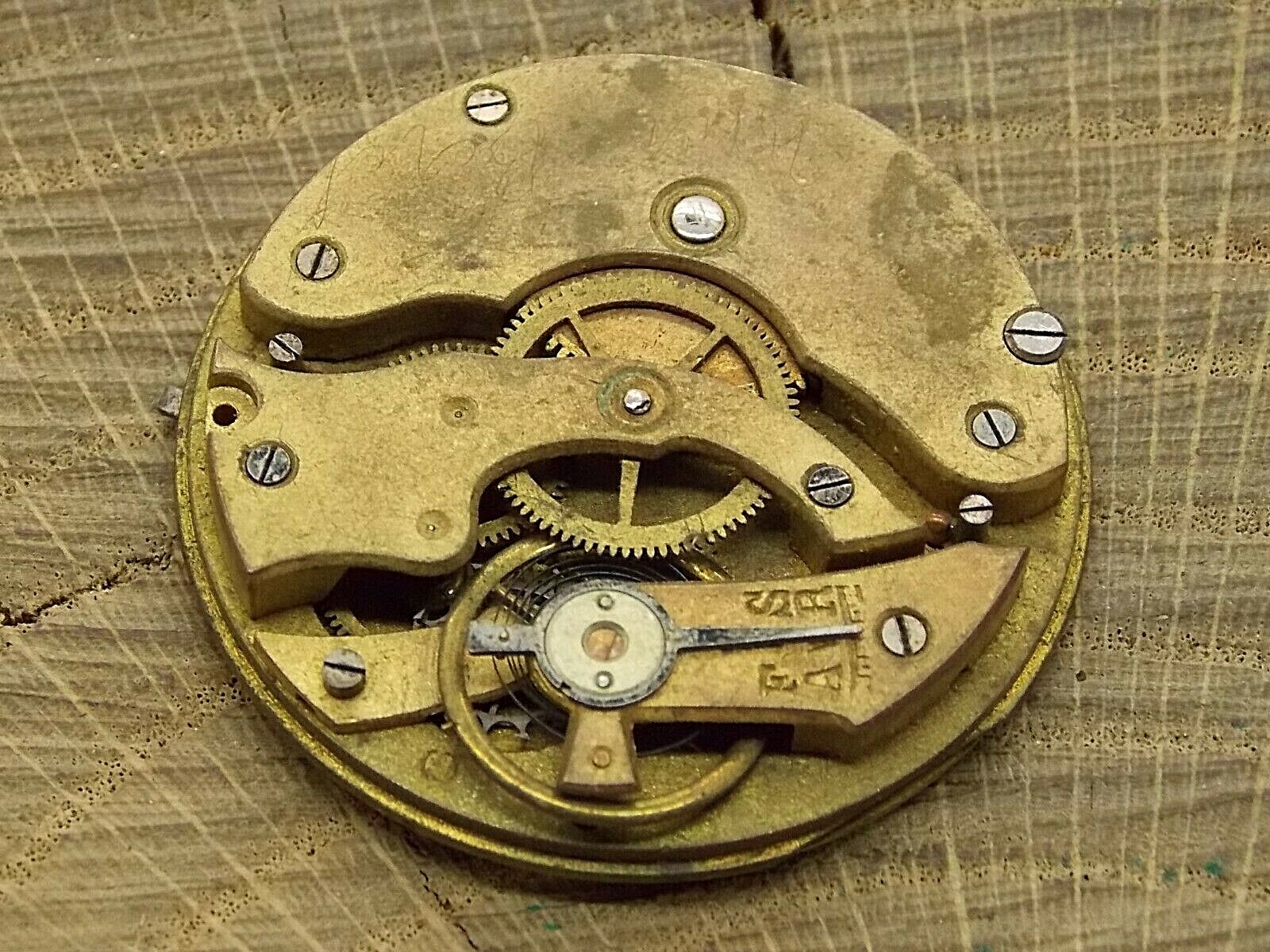 Antique Pocket Watch Movement Dial/Dial Plate Diameter 40.5mm Gilt Hunting