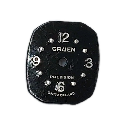 Gruen Precision 11.7mm x 13.3mm Black Metal Wristwatch Dial Only 1533