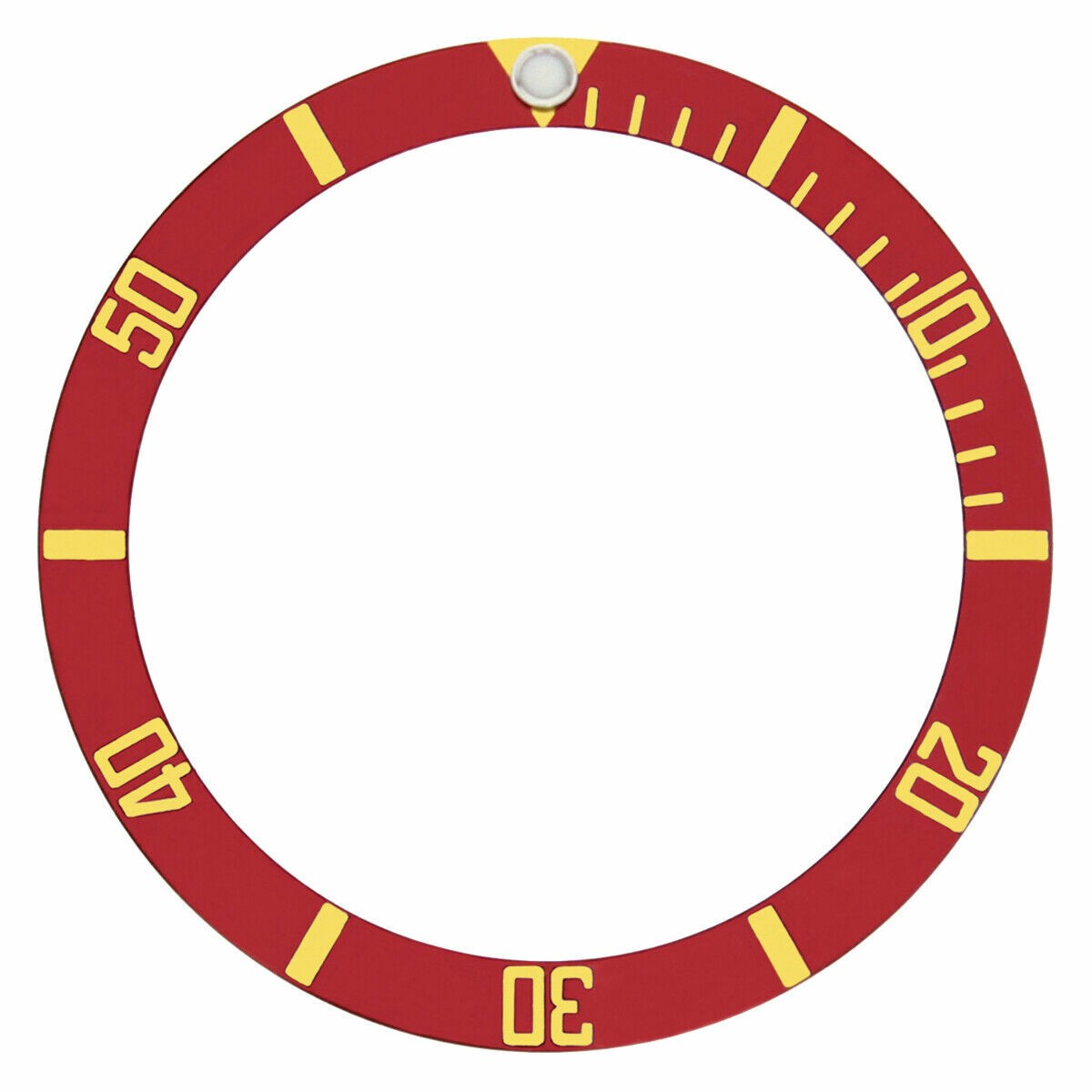 Red Aluminum Replacement Bezel Insert Gold Font 36.50mm x 30.40mm