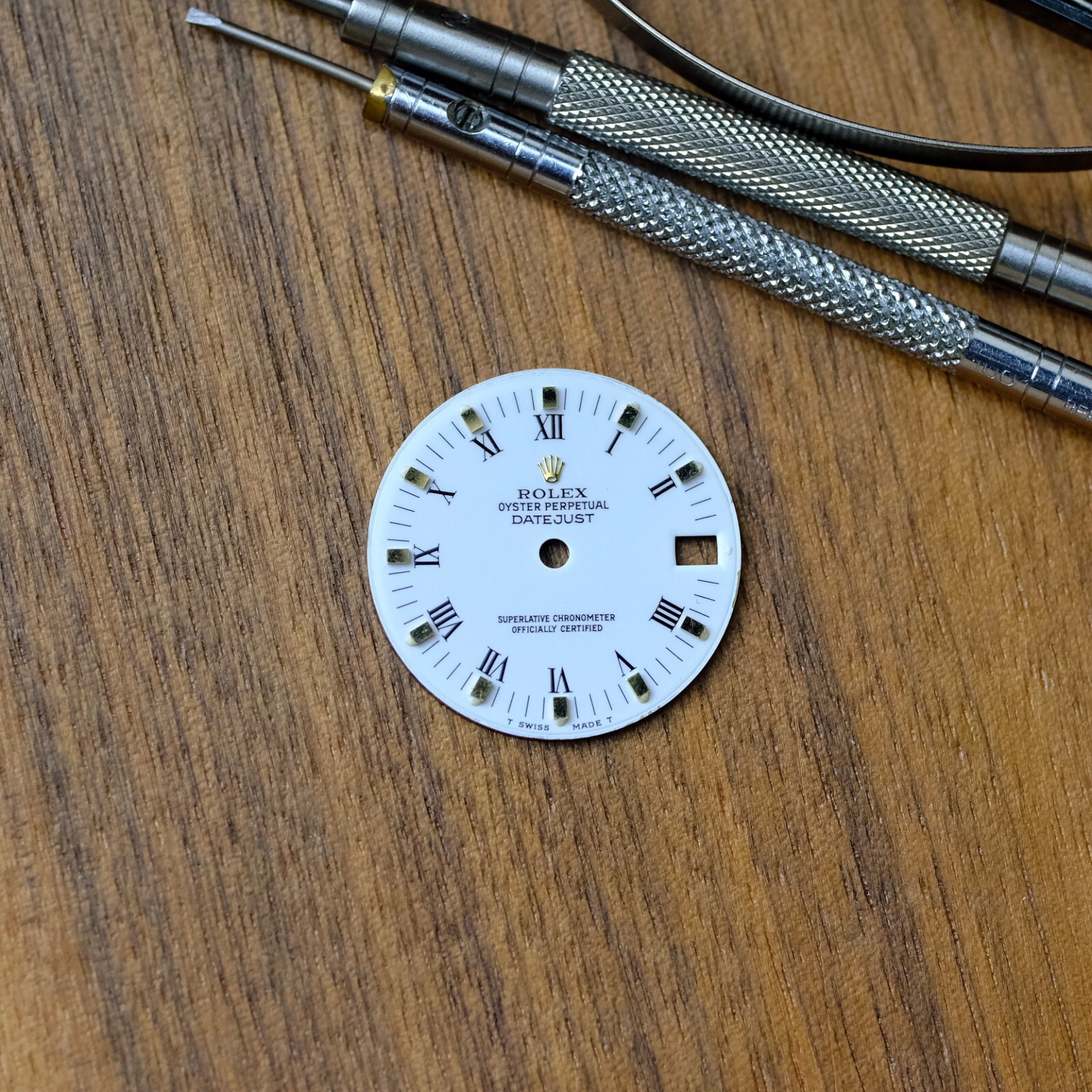 AUTHENTIC ROLEX OEM 31MM DATEJUST WHITE ROMAN DIAL W/ GOLD INDEX 68274 MID-SIZE