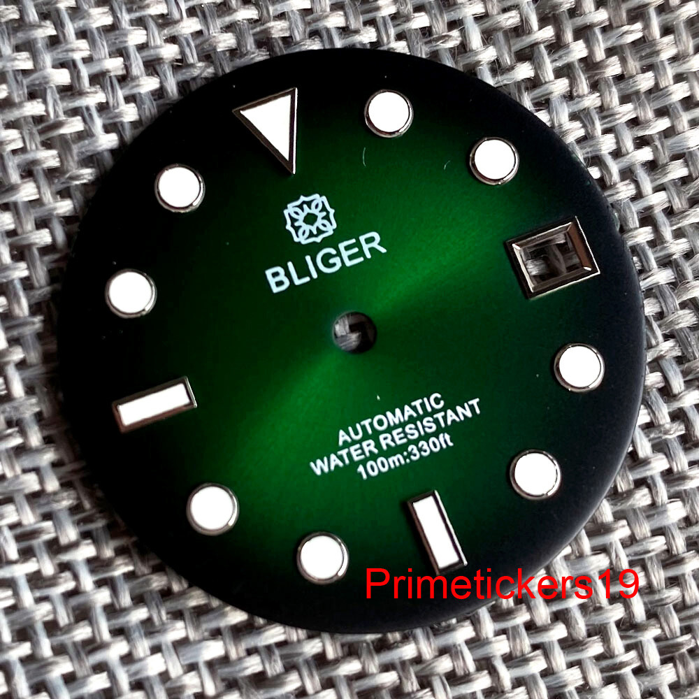 29mm Watch Sunburst Gradient Sterile Dial Date Window Fit NH35 NH36 Movement