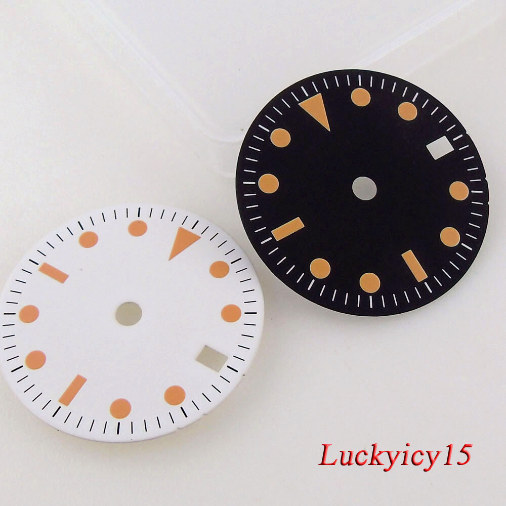 Tandorio 29MM Luminous White Watch Dial Date Fit NH34 NH34A Automatic Mens watch