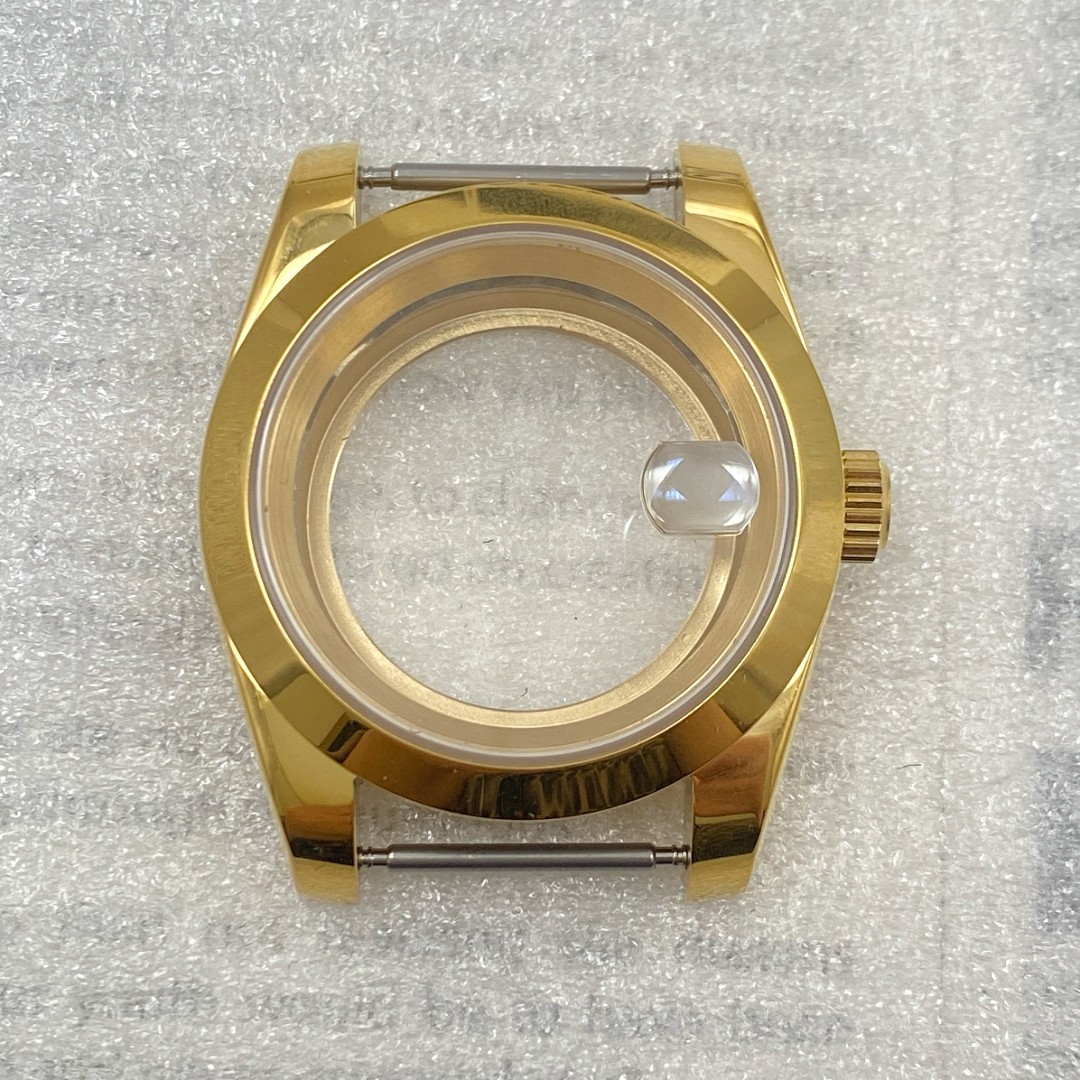 36/39mm Gold Sloped Edge Watch Mod Case Fits NH35/NH36 Mechanical Movements