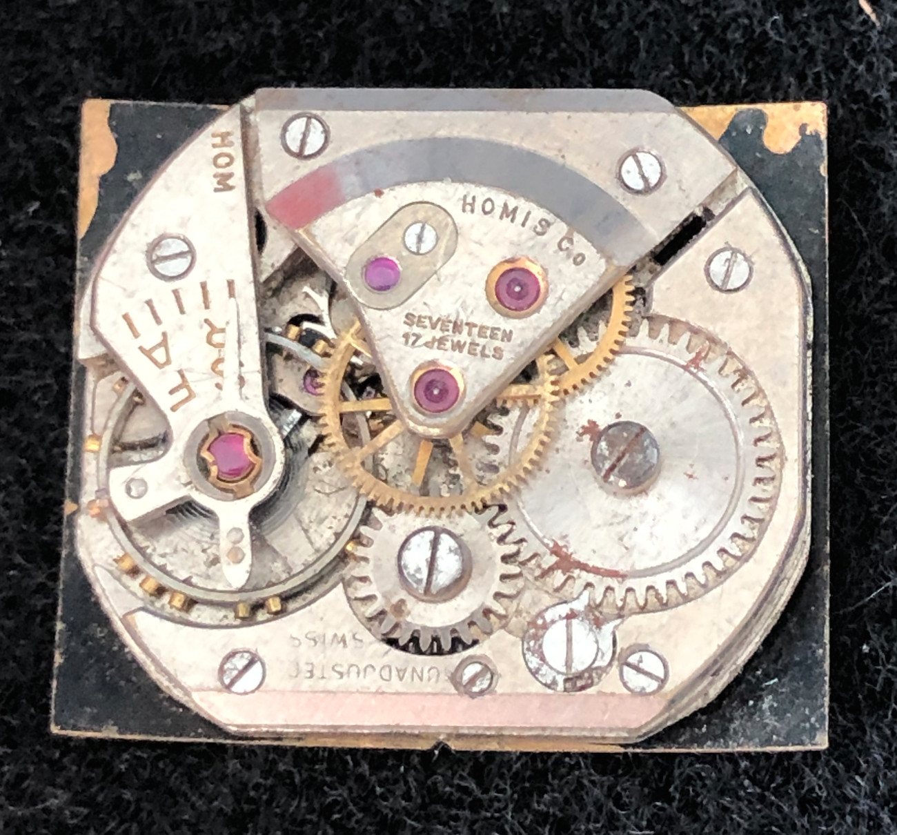 Vintage Homis Men’s Watch Movement Parts 17j Swiss