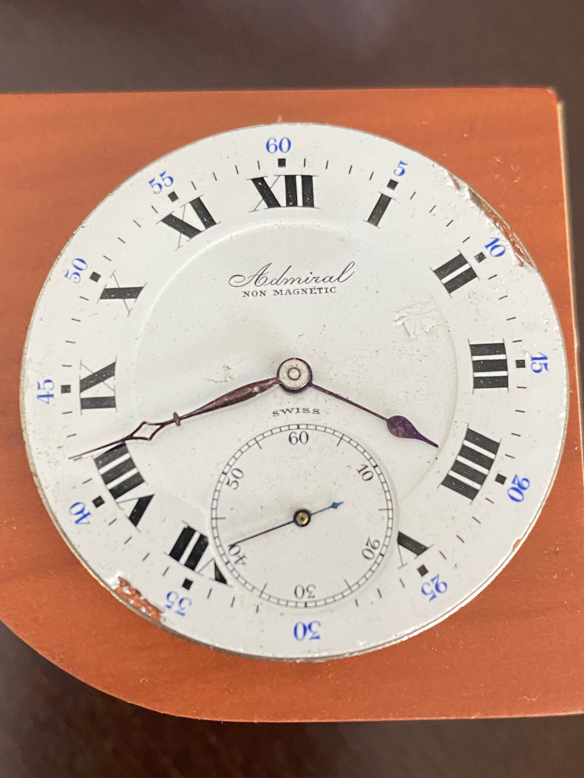 VINTAGE 16 SIZE HENRY SANDOZ ADMIRAL POCKET WATCH MOVEMENT, KEEPING TIME