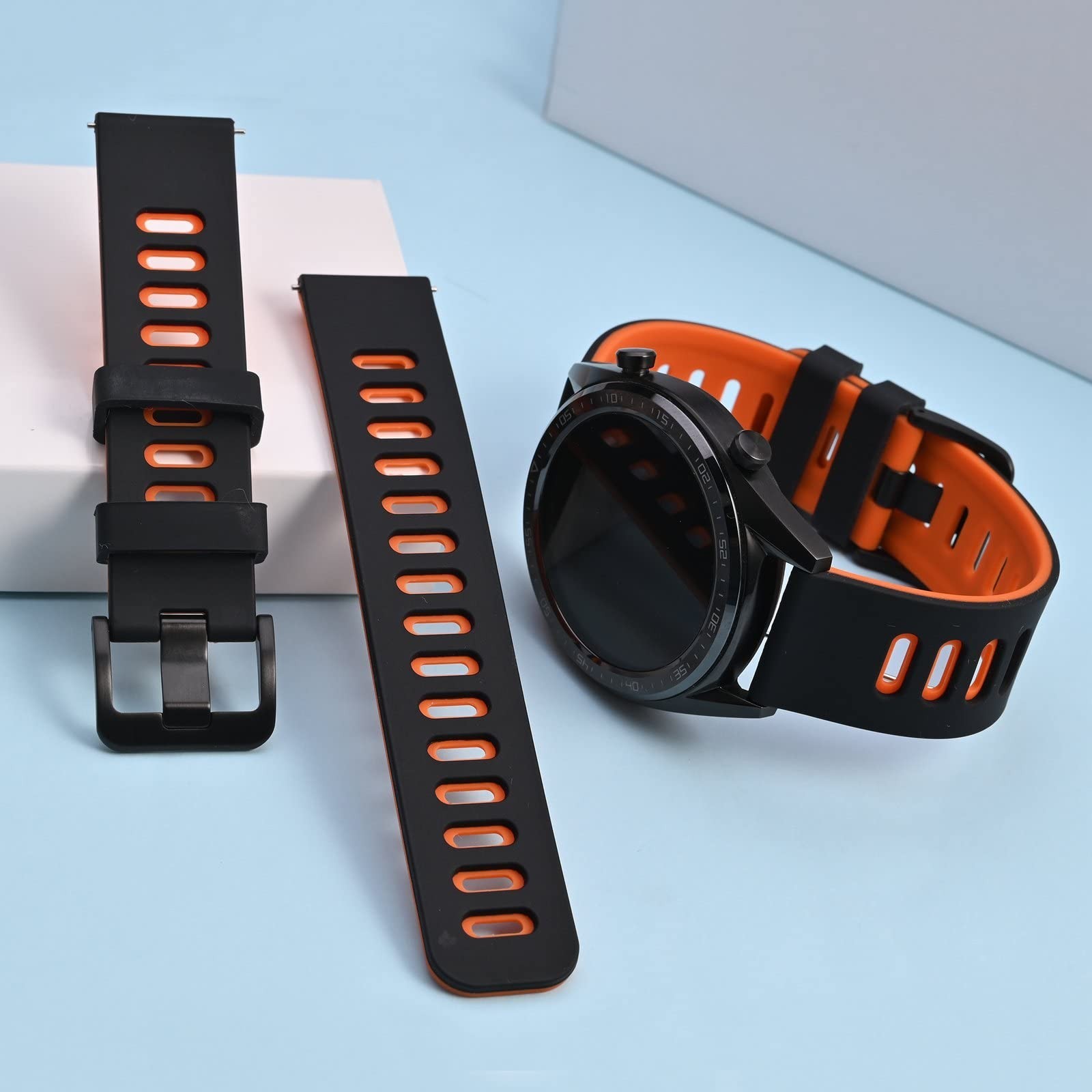 WOCCI 22mm Bicolor Watch Band, Silicone Rubber, Quick Release Replacement Str…