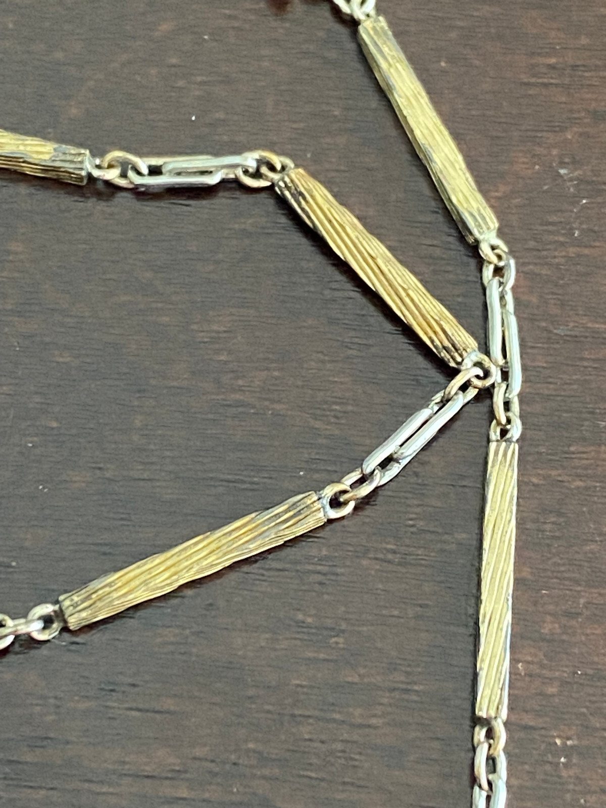 VINTAGE 13 INCH 2 TONE GOLD FILLED POCKET WATCH CHAIN, HAS SOME WEAR