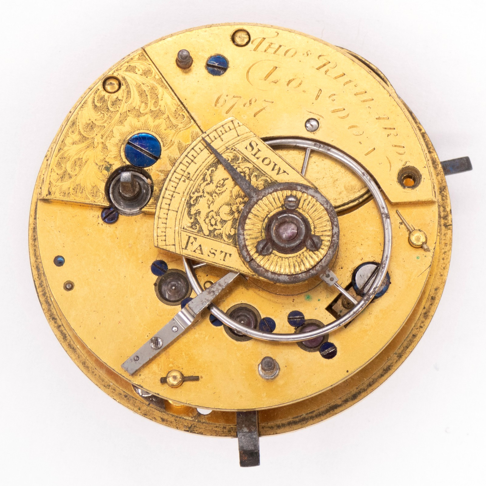 Partial Thos. Richards 43.5 x 17.3 mm Fusee Antique Pocket Watch Movement