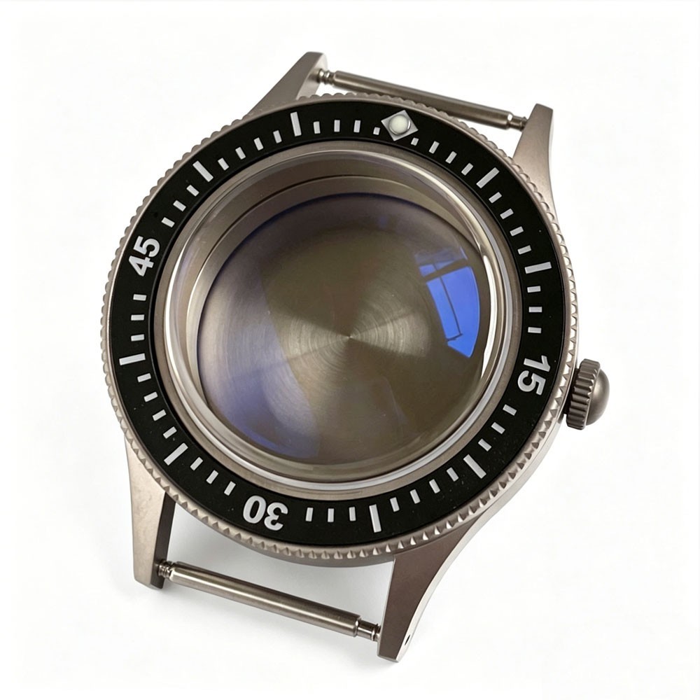 Solid Titanium 200M Dive Watch Case for 50 FATHOMS NH35 PT5000 AR Domed Sapphire