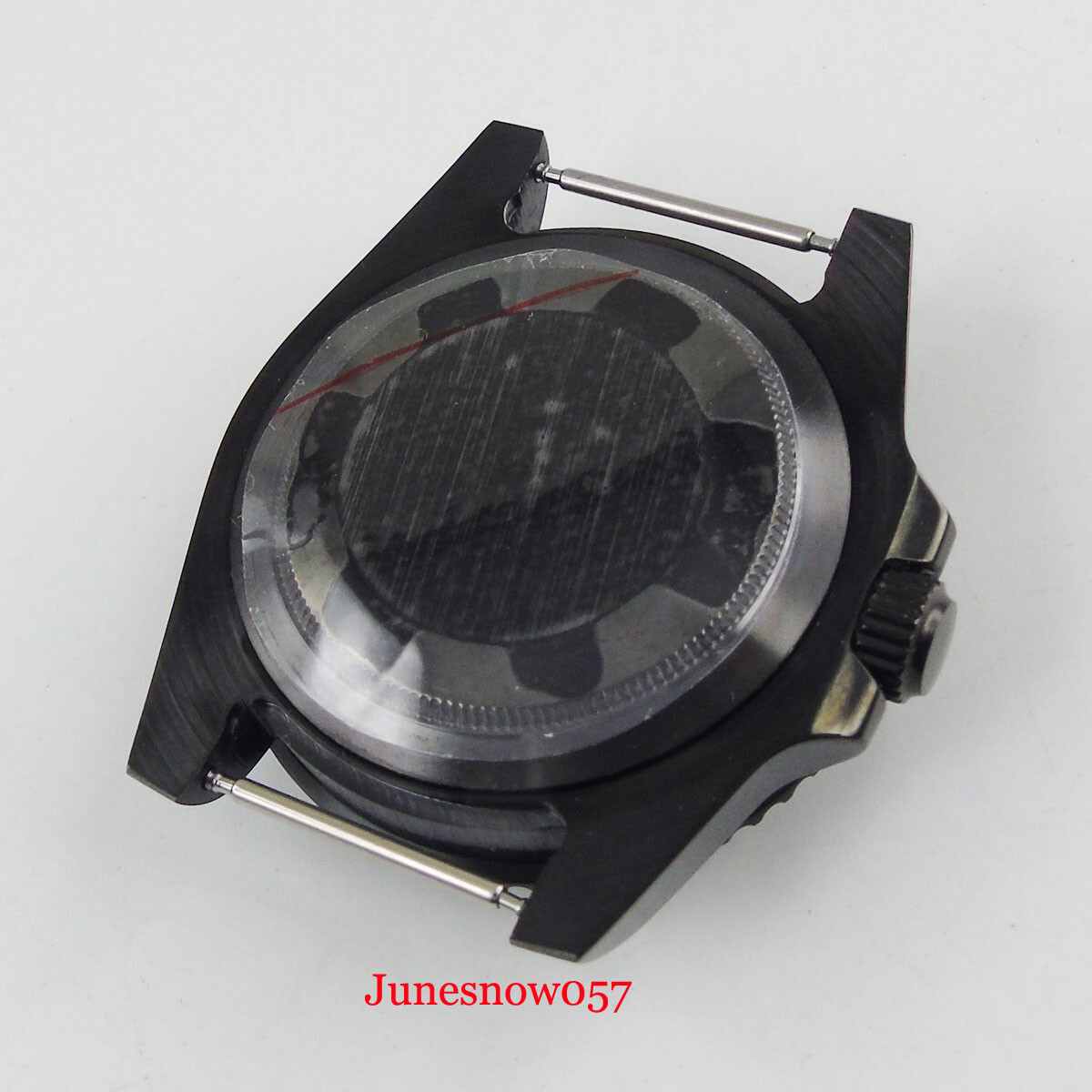 Fit NH35A/NH36A 40mm Black PVD Plated Watch Case Flat Sapphire Ceramic Insert