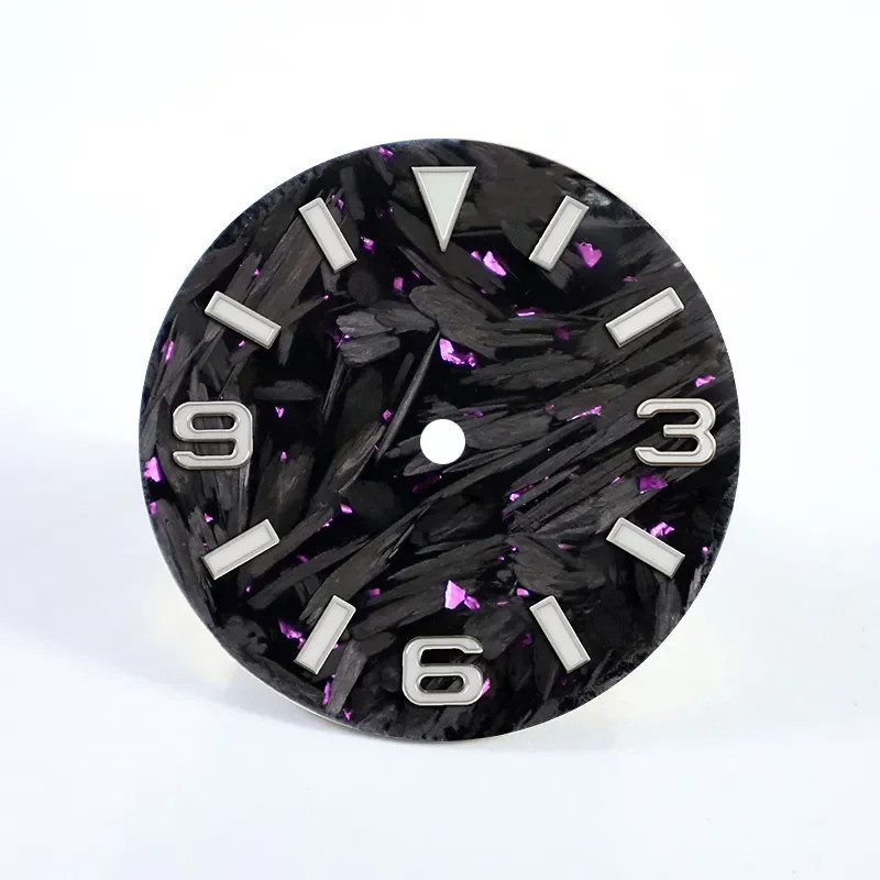 369 Blue Purple Blue Lume 28.5mm Carbon Fiber Dial Fits NH35 Movement