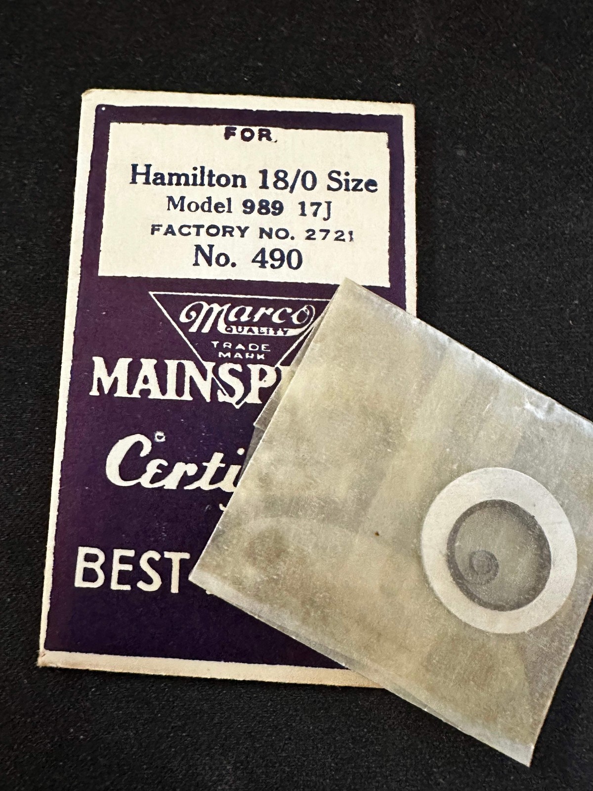 Marco Mainspring #490 for 18/0s Hamilton Movements No. 2721 – Steel