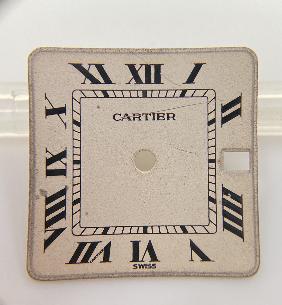 Original Cartier Santos Cream White Roman Numeral 18.6mm Date @3 Square Dial