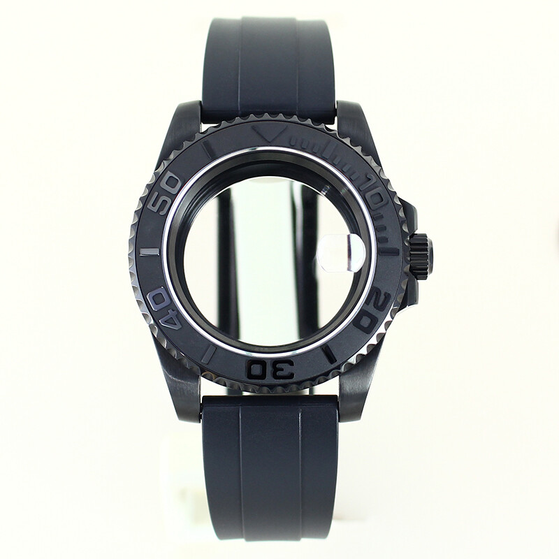 40mm Yacht Watch Case+ubber Strap Sapphire Glass For Seiko nh35/36 2824 Movement