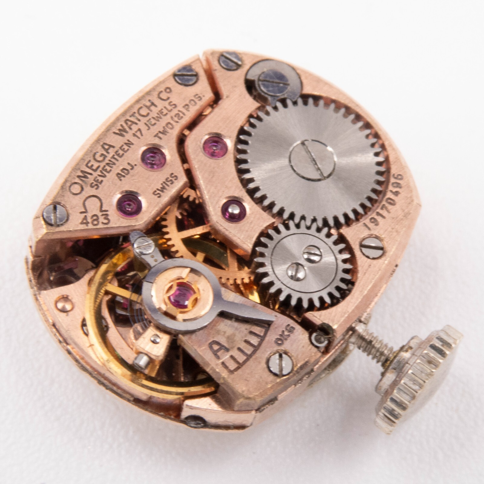 Vintage Omega Caliber 483 17-Jewel 2-Adjustment Wristwatch Movement, Runs