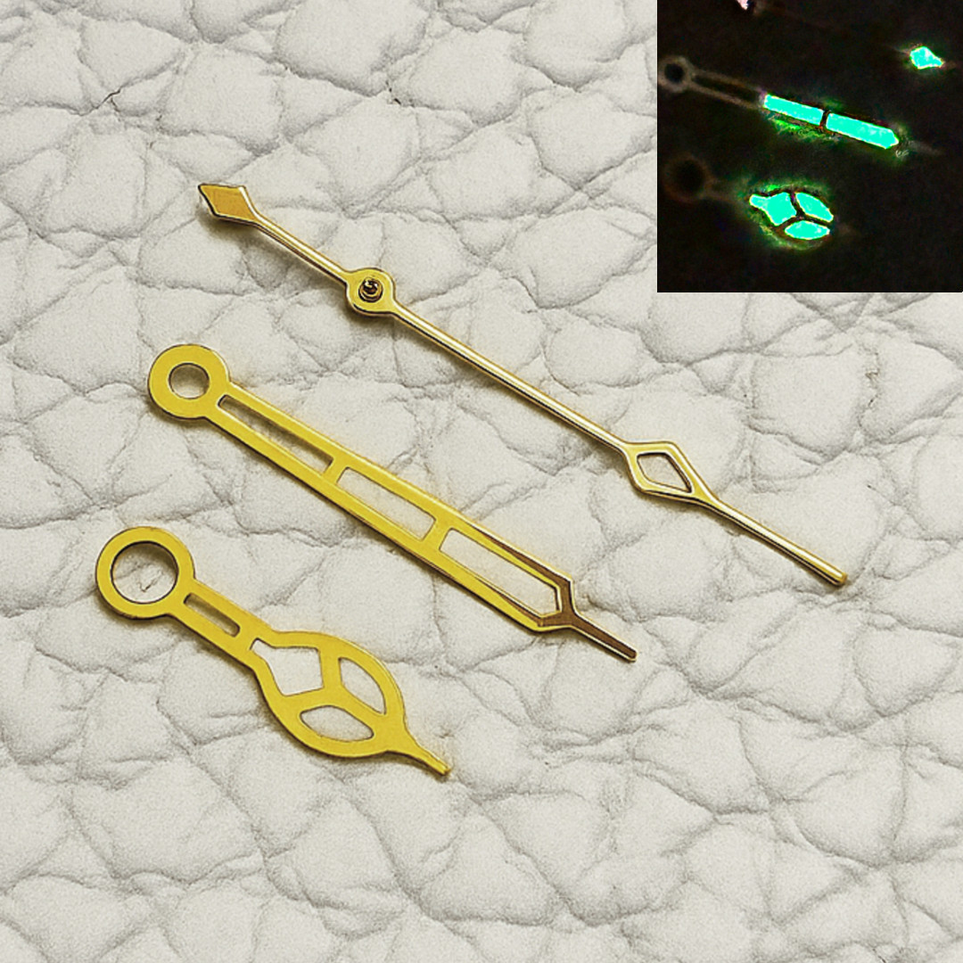 Gold “CATHEDRAL” Hands Fits NH35,NH36,7s26,7s36, 7002 Green luminous Mod Parts