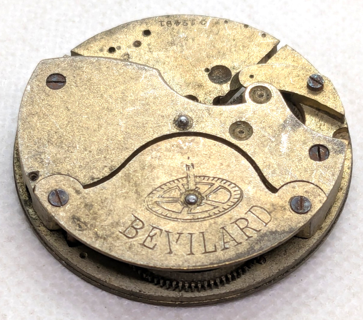 Vintage Bevilard Pocket Watch Mechanical Movement Swiss Gilt Finish 40 mm 12491