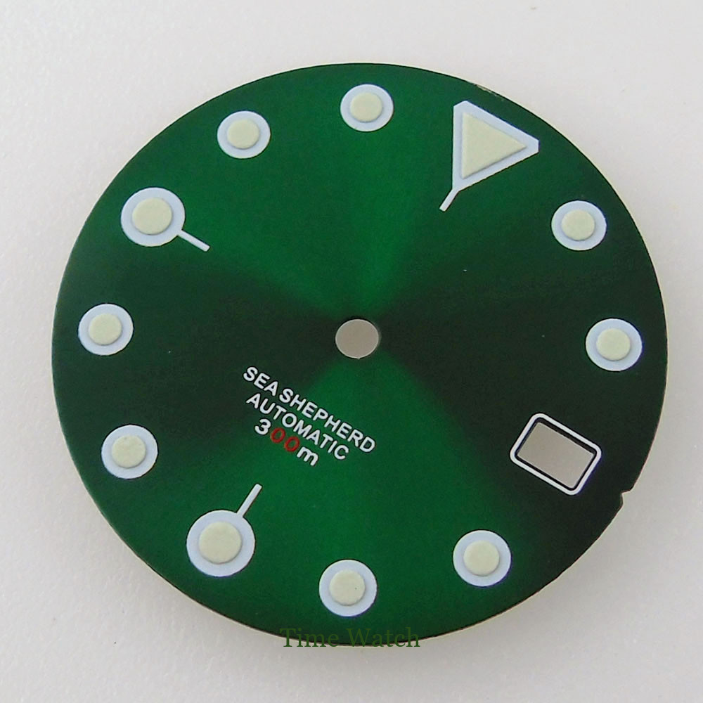 28.5mm Luminous Watch Dial Fit NH35/NH35A Movement Date Window For 3H/4H Crown