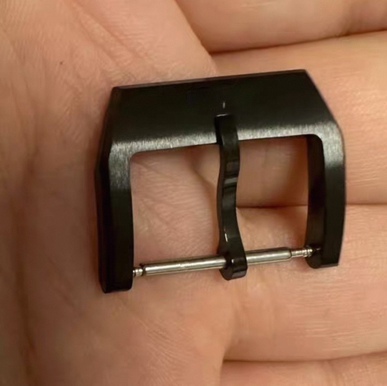 18mm 316L Steel Black Buckle Clasp Fits IWC Pilot Portofino Mark XX Rubber Strap