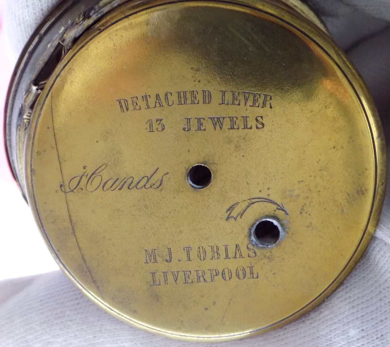 1848 MJ Tobias Liverpool Grade? Model? Pocket 13J Watch Movement w/ Key