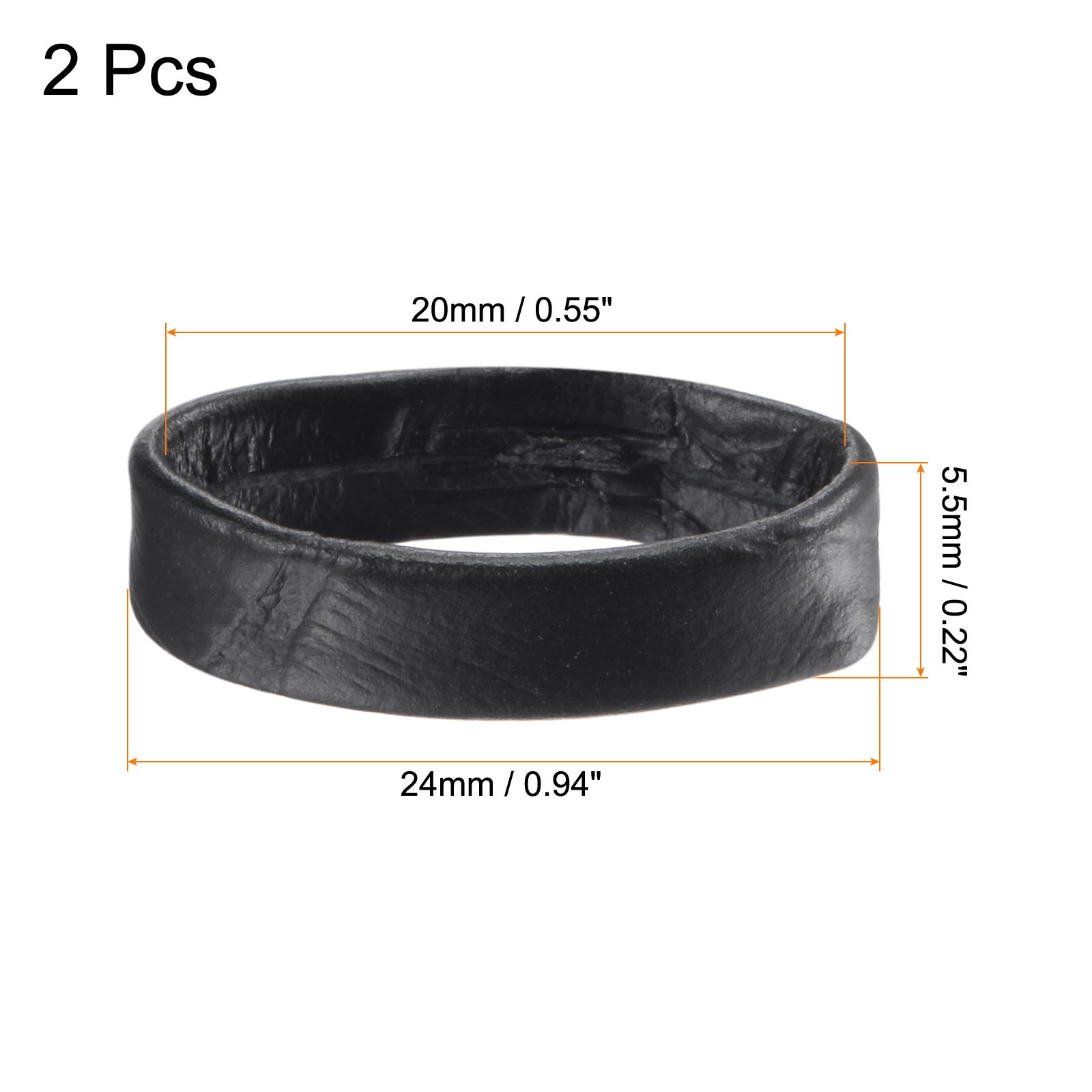 PU Leather Loops Retaining Ring Keeper for 20mm Width Watch Band Black 2Set