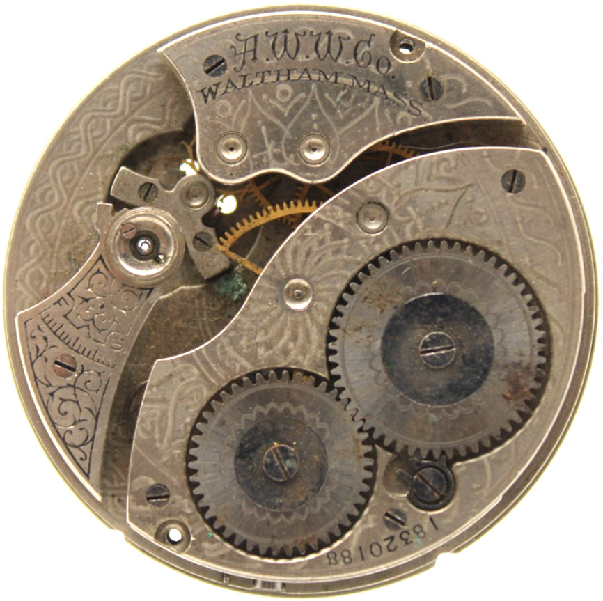 1912 WALTHAM POCKET WATCH MOVEMENT 18320188 GRADE 210 12s 7j (F4E2)
