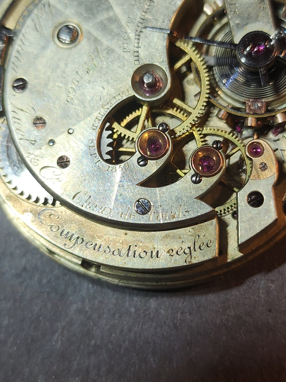 Civil War Era A. Saltzman Jacot & Co Pocket Watch Movement 39mm Nickel Duplex