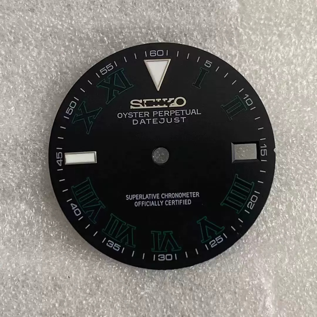 28.5mm Green Ice Blue Luminous Watch Dial For NH35/NH36 Movement