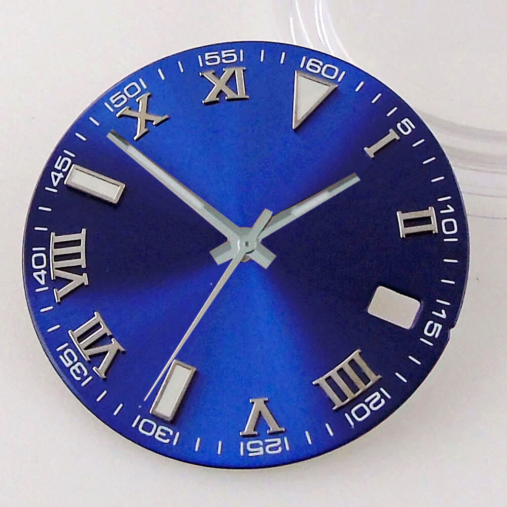 29mm Silver/Blue/Black Watch Dial Roman Numerals Fit NH35A MIYOTA 8215 ETA 2824