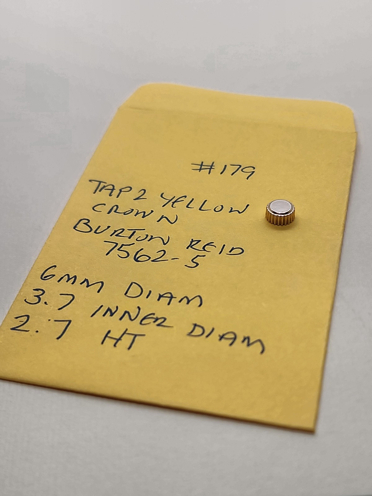 NOS Tap 2 Yellow American Pocket Watch Crown 6mm Diameter
