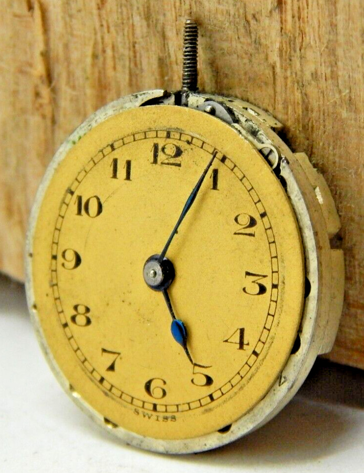 Vintage Rubaiyat 15 jewel 3 adjustment 8/0s pocket watch movement w/ dial & stem