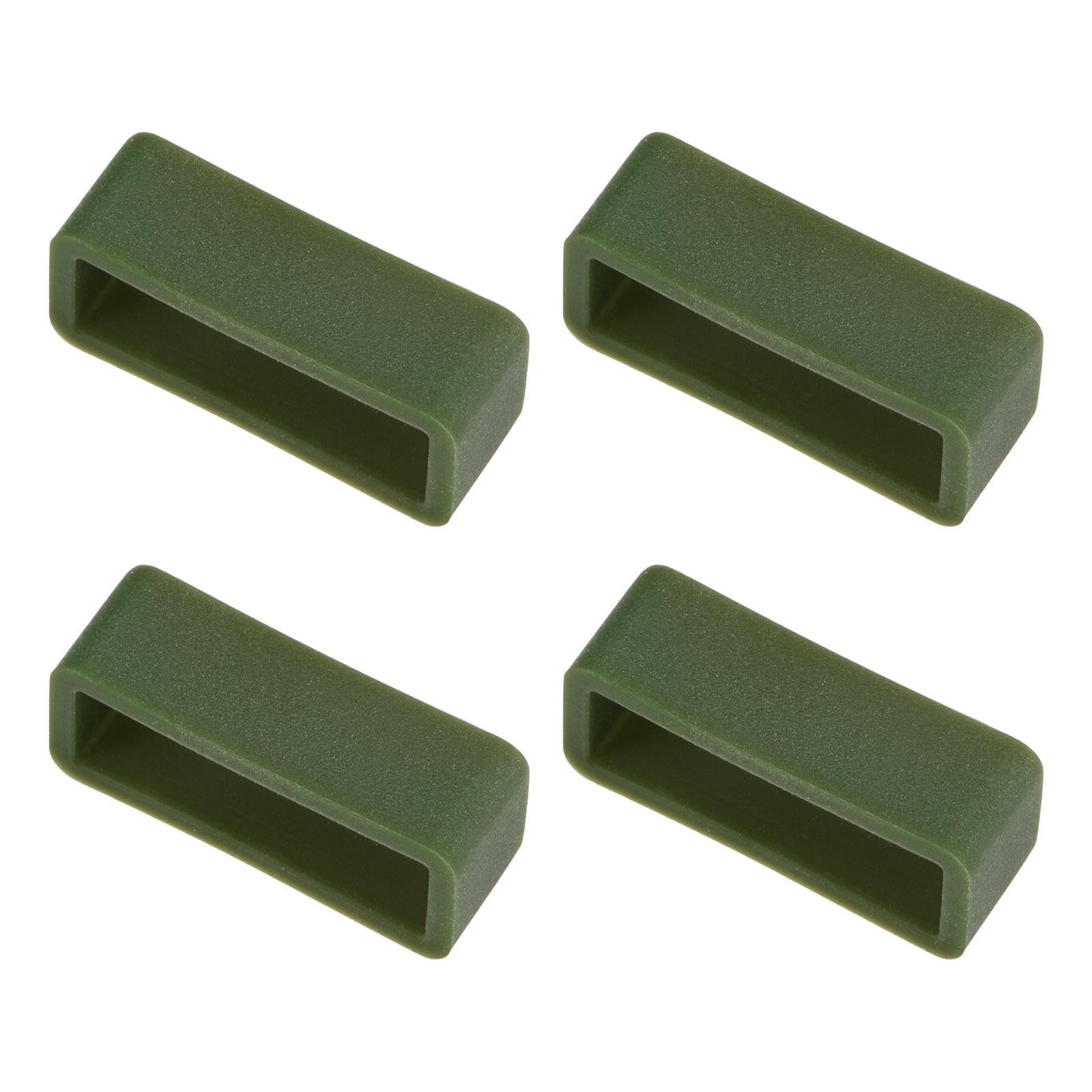 Watch Band Strap Loops Silicone for 20mm Width Watch Band, Dark Green 4 Pcs