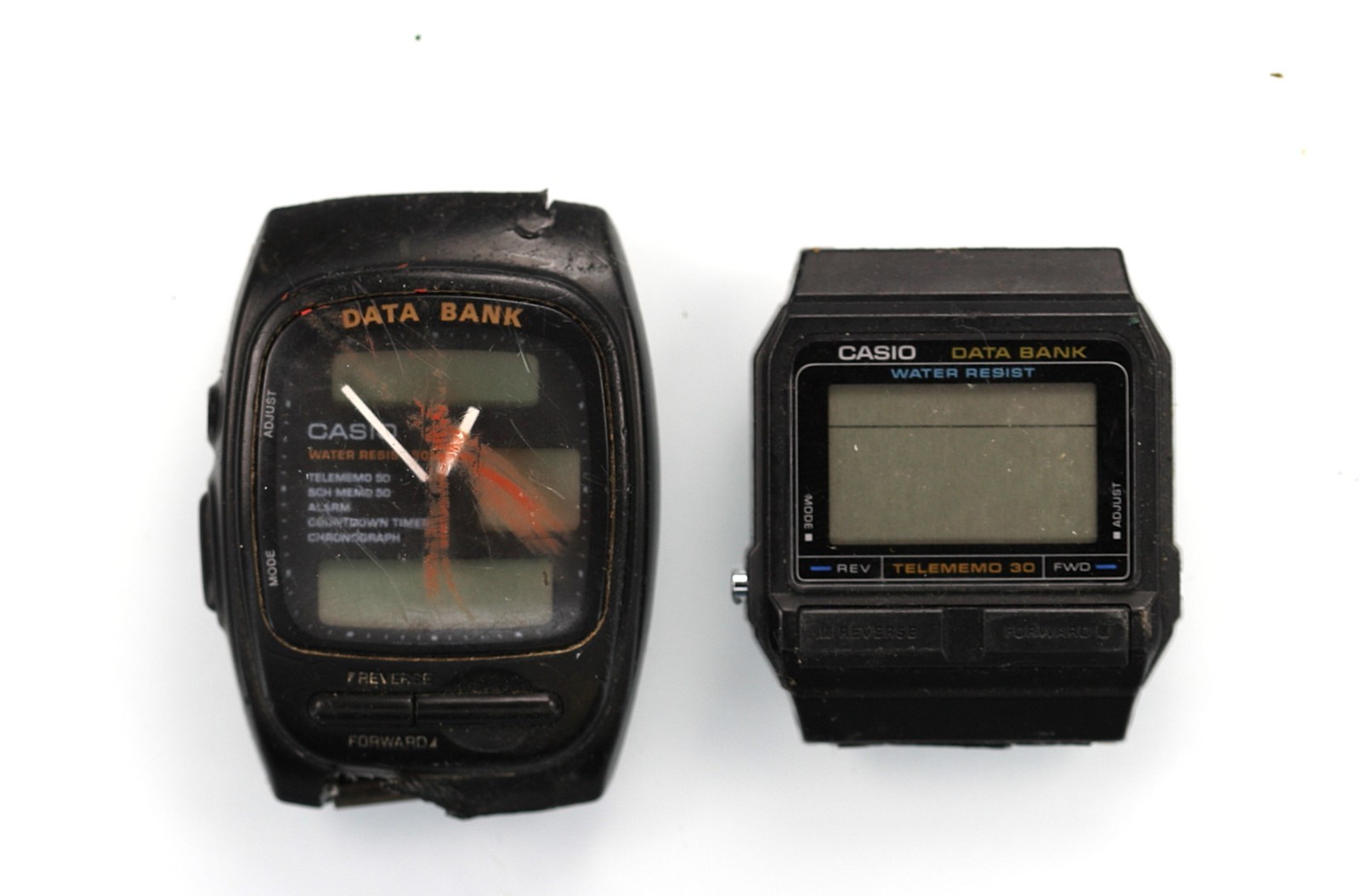 Casio Watch Men Black Data Bank AB-50W DB-31 Battery WR Quartz NON WORKING
