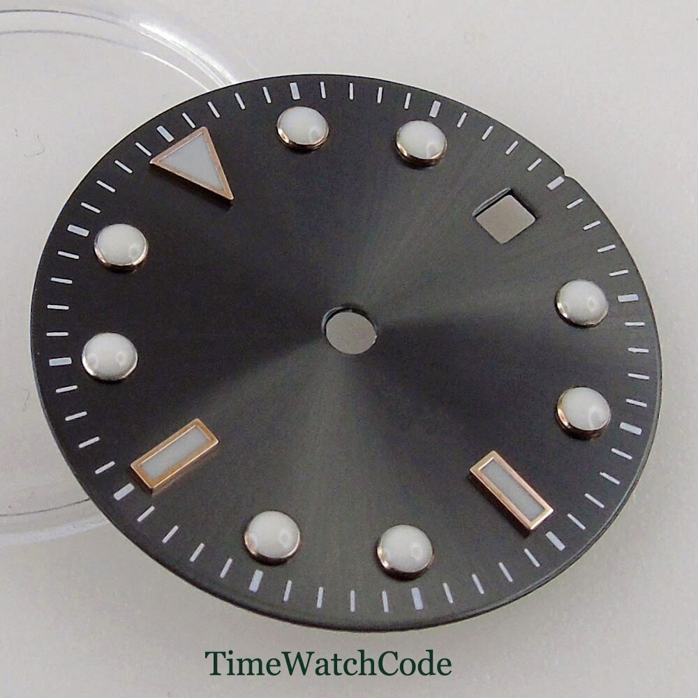 29mm Gray Watch Dial Rose Gold Index for NH35 ETA2824 PT5000 Miyota8215 DG2813