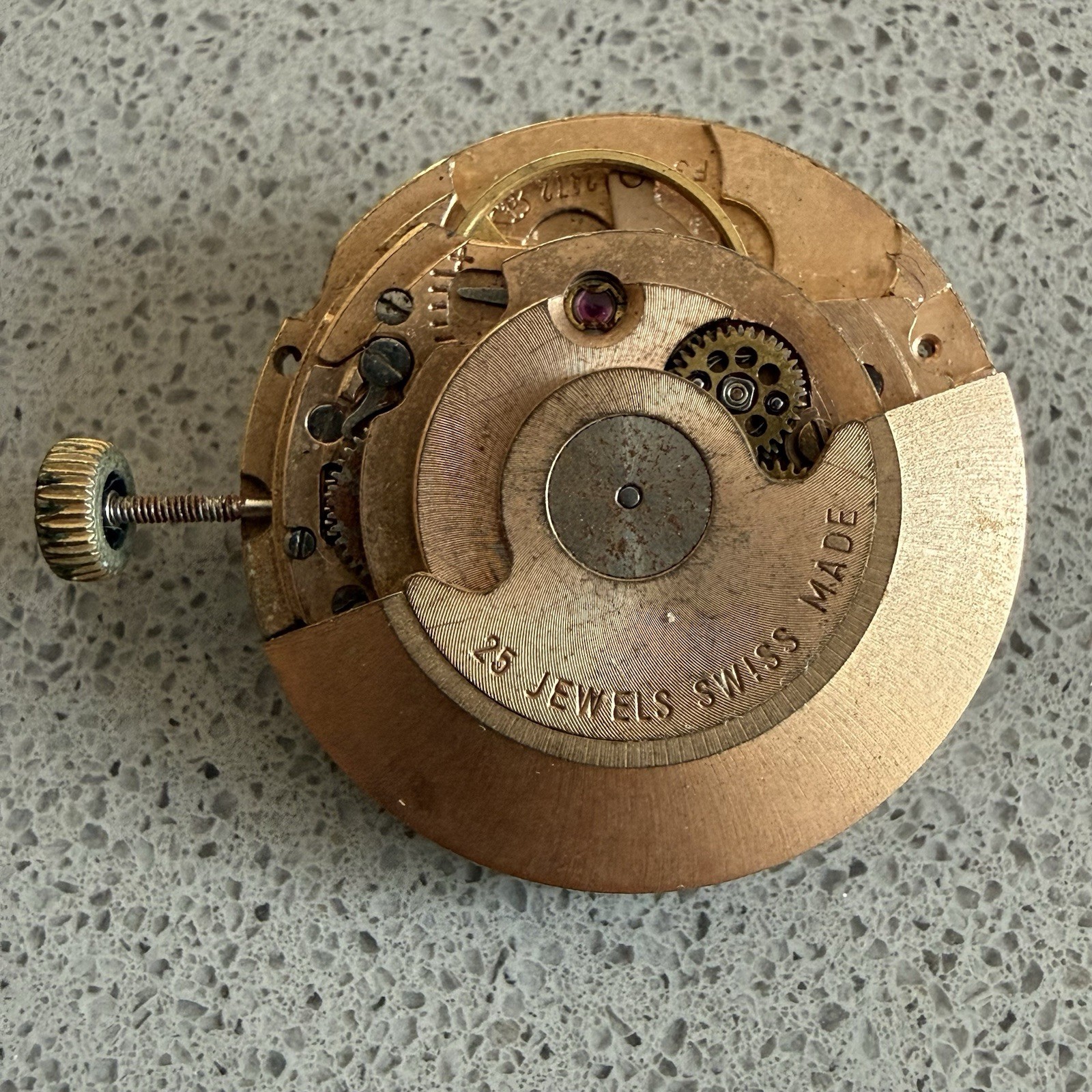 Vintage Swiss 25 Jewel Automatic Watch Movement 26mm Spares Repair