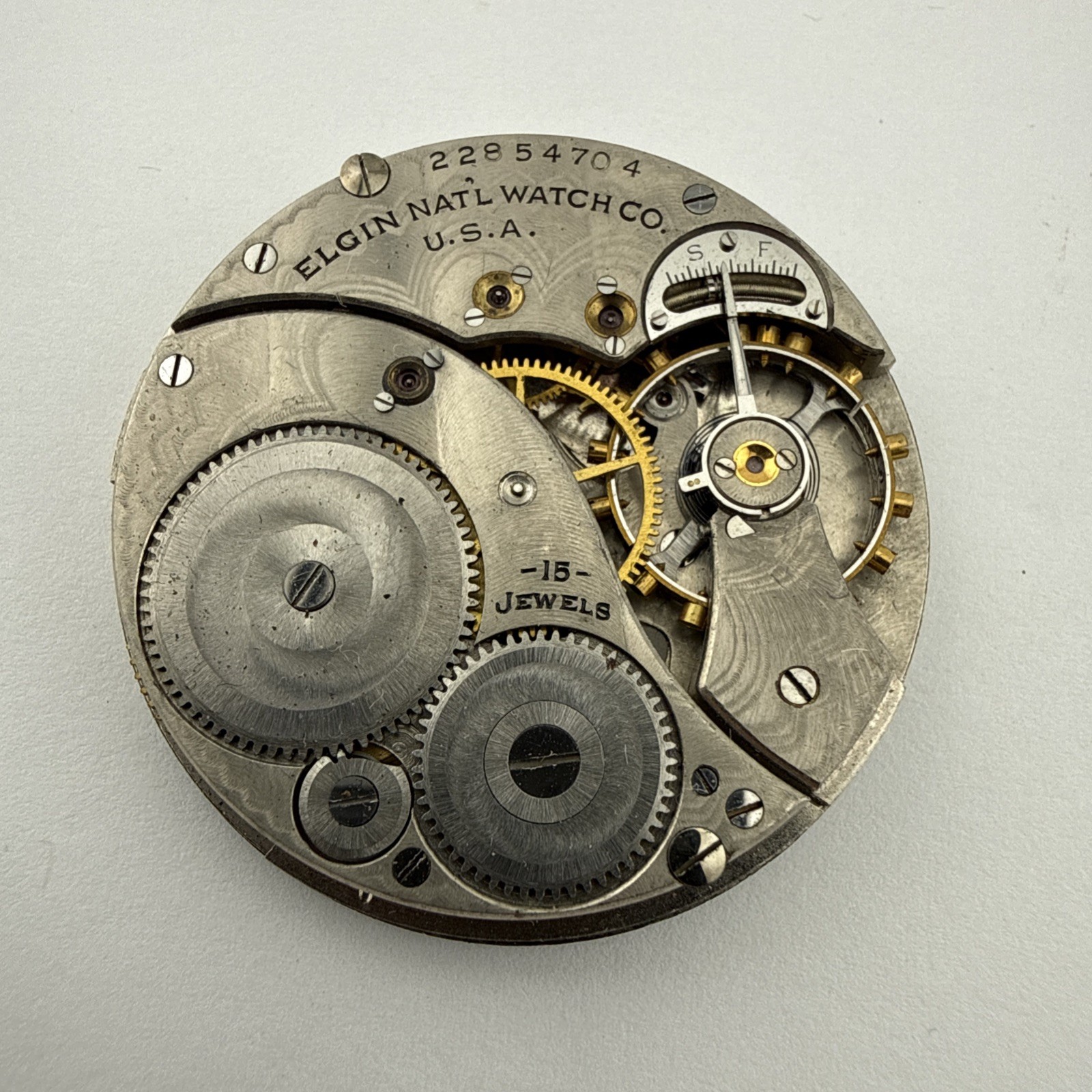 Elgin Pocket Watch Movement Grade 315 Model 3, 15 Jewel, 12s – Good Balance