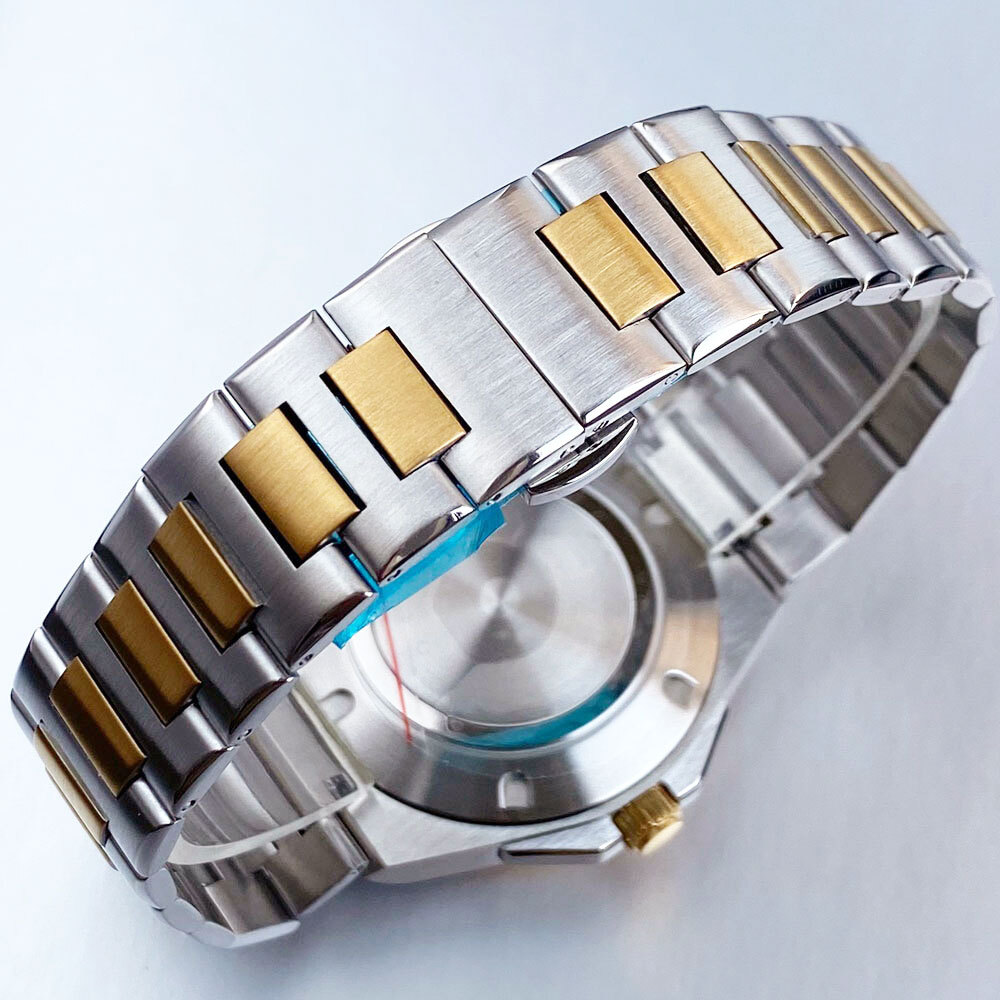 20ATM Waterproof 40mm Two Tone Gold Sapphire Diver Watch Case Fit NH35 NH36