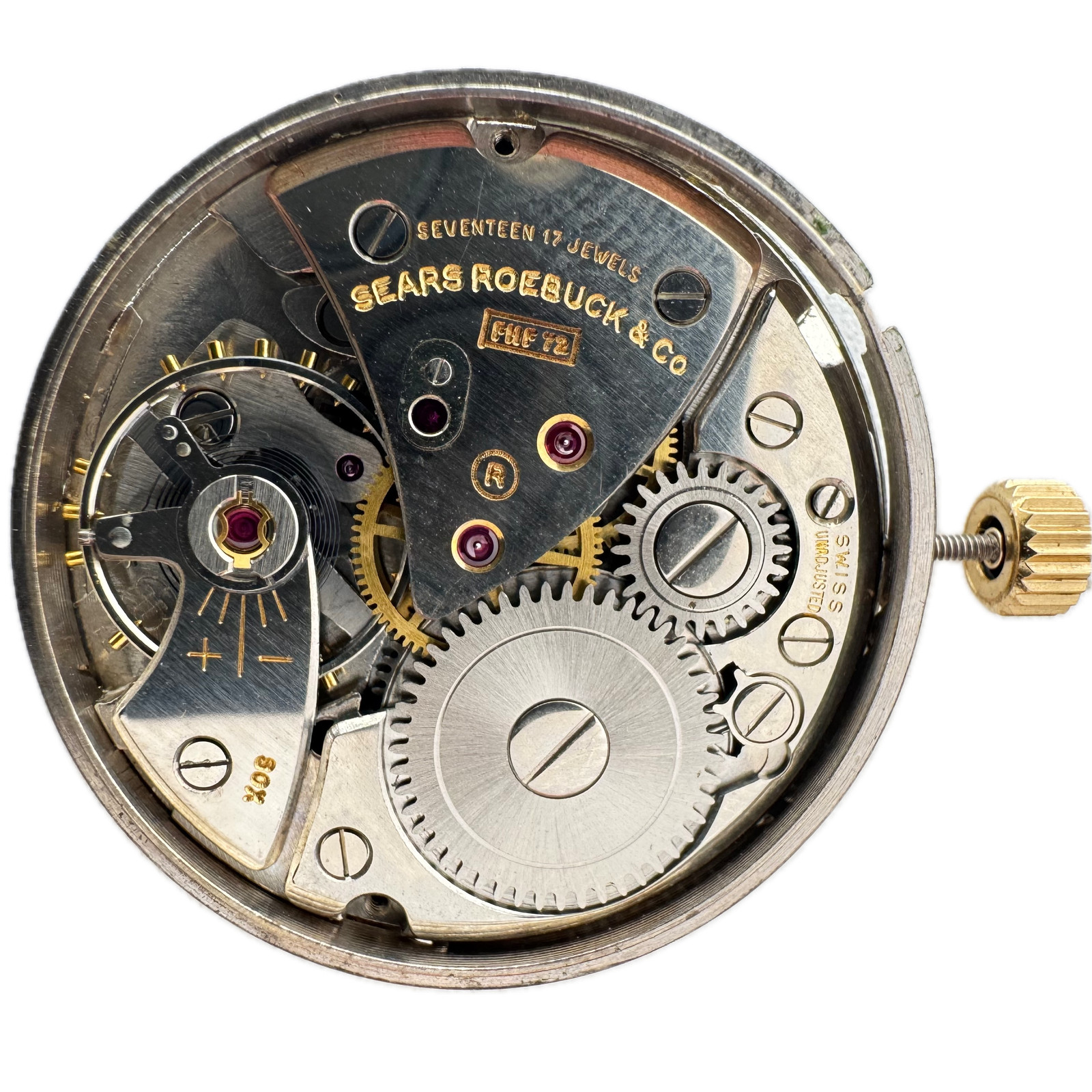 Vintage 25mm Tradition Sears Roebuck 17J Mechanical Wristwatch Movement Font 72