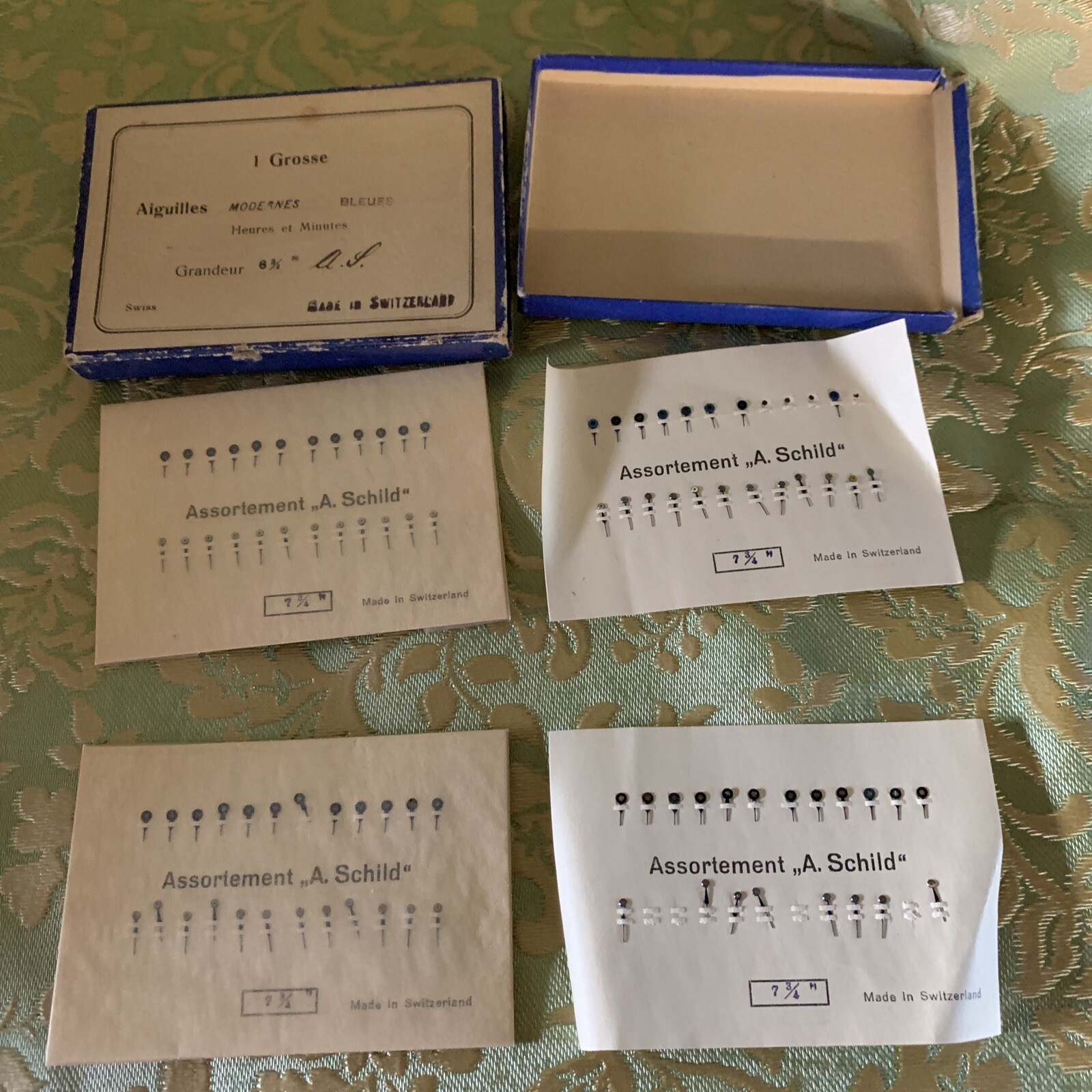 VTG lot of 68 pair WATCH HANDS ON CARD 7-3/4” A. Schild Swiss WATCHMAKERS PARTS