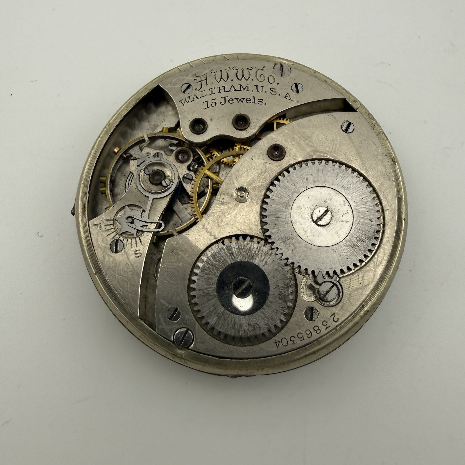 Waltham Pocket Watch Movement Size 12s Grade 220 Model 1894 – For Parts