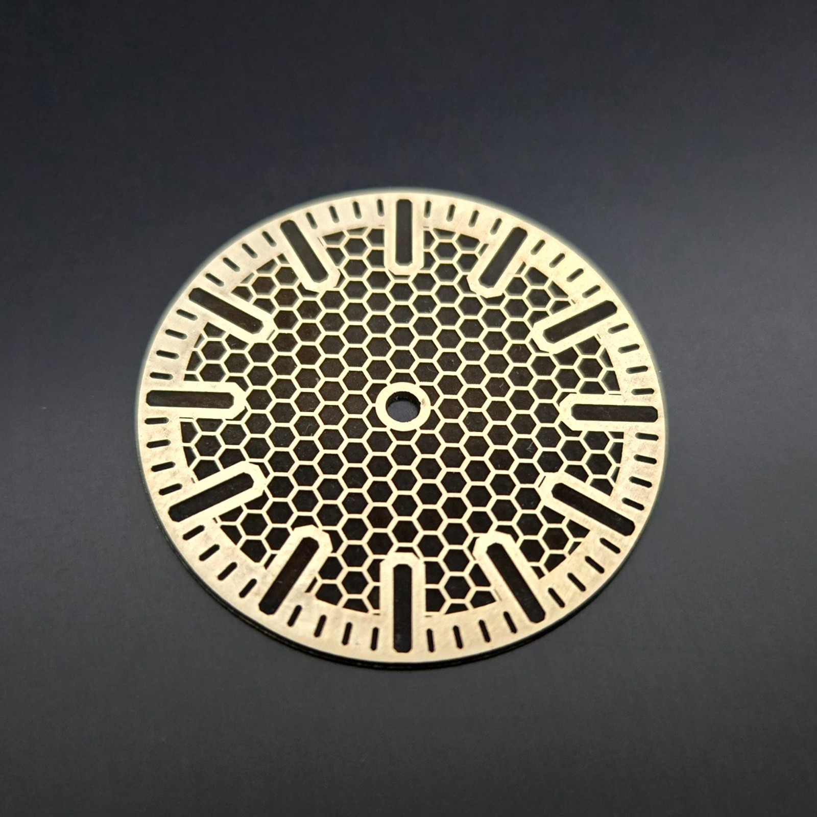 Seiko NH35 28.5mm Deep Engraved Brass Watch Dial Honeycomb With Black Etching