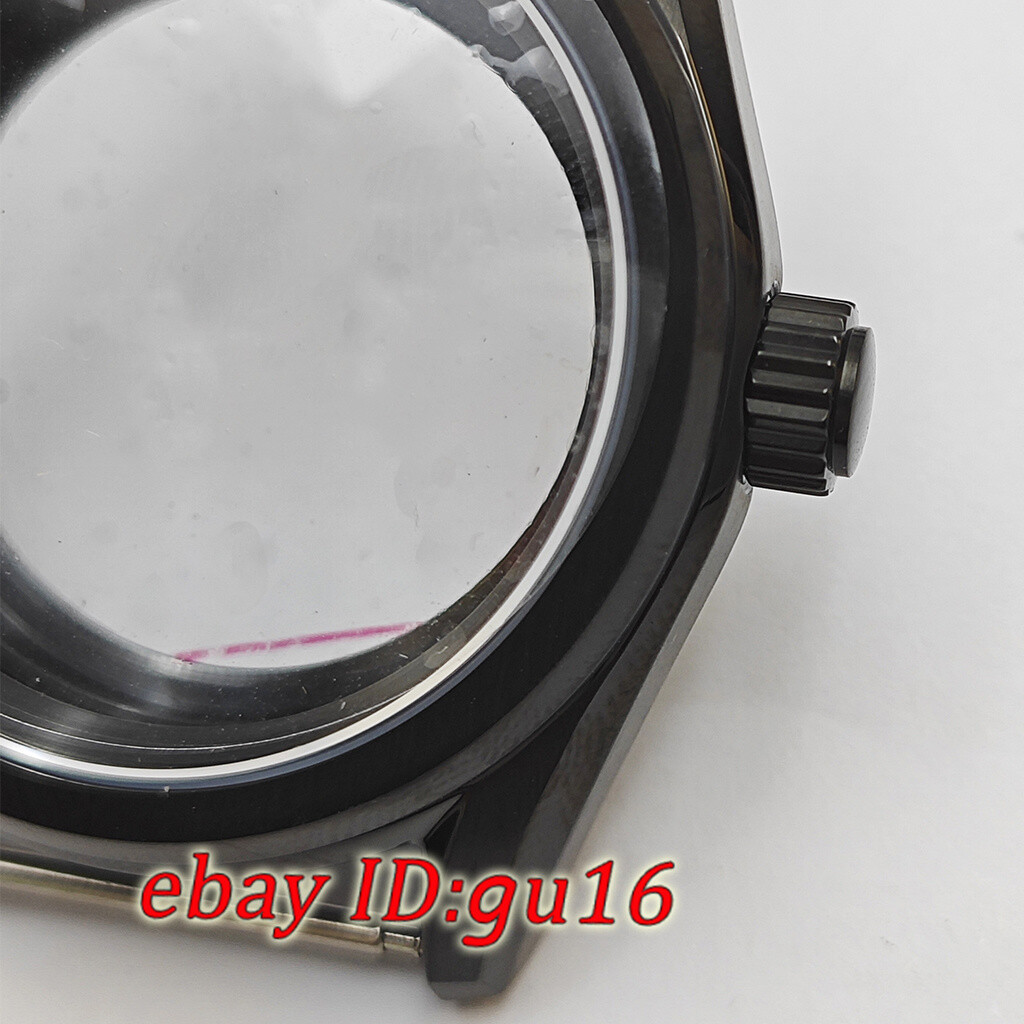 38mm Watch Case Black Sapphire Glass For NH35 NH36 ETA2824 PT5000 ST2130 parts