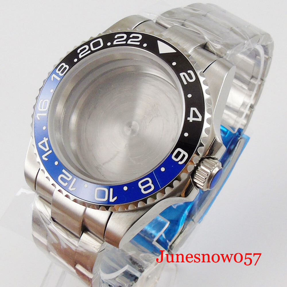 40MM Fit NH35 NH34A Automatic Watch Case Oyster Bracelet Flat Sapphire Crystal